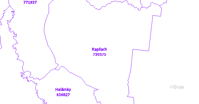 Katastrální mapa Rapšach - přehledová mapa katastrálního území
