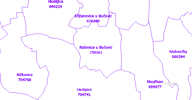 Katastrální mapa Rašovice u Bučovic