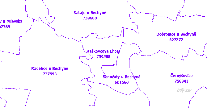 Katastrální mapa Haškovcova Lhota - přehledová mapa katastrálního území