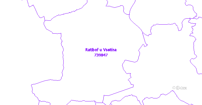 Katastrální mapa Ratiboř u Vsetína - přehledová mapa katastrálního území