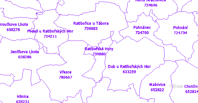 Katastrální mapa Ratibořské Hory - přehledová mapa katastrálního území