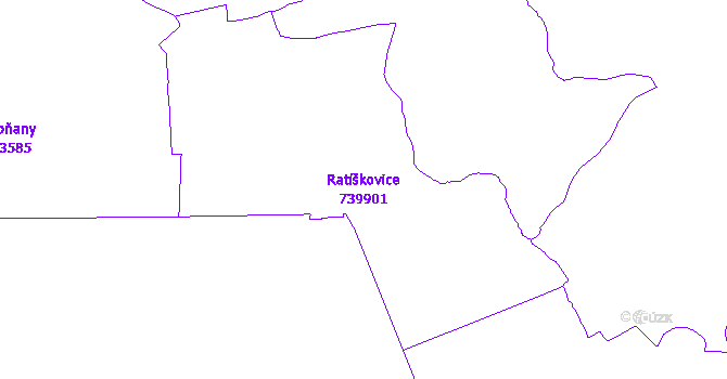Katastrální mapa Ratíškovice - přehledová mapa katastrálního území
