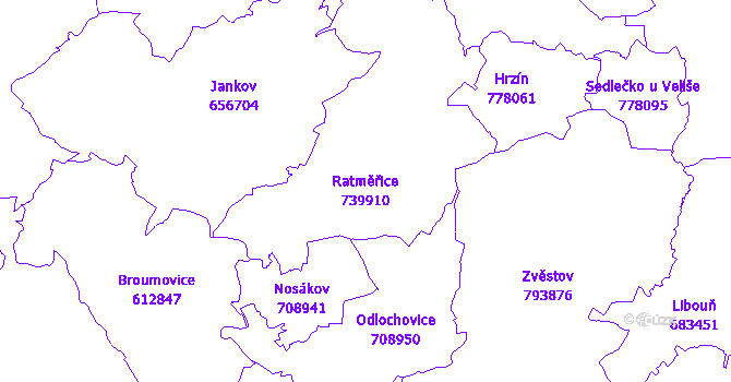 Katastrální mapa Ratměřice