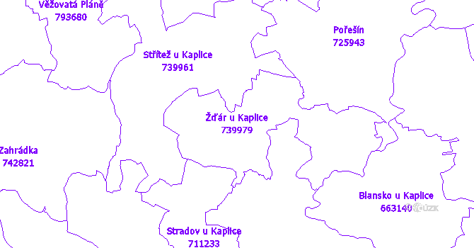 Katastrální mapa Žďár u Kaplice - přehledová mapa katastrálního území