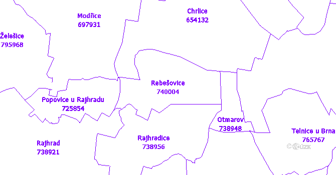 Katastrální mapa Rebešovice