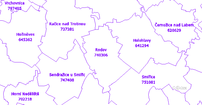 Katastrální mapa Rodov - přehledová mapa katastrálního území