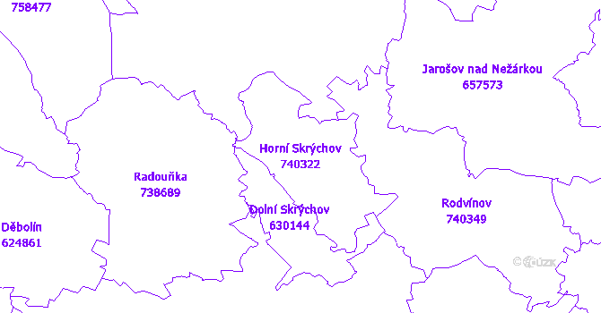 Katastrální mapa Horní Skrýchov - přehledová mapa katastrálního území