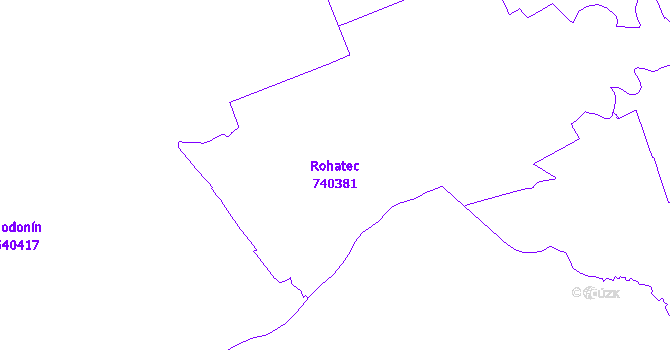 Katastrální mapa Rohatec - přehledová mapa katastrálního území