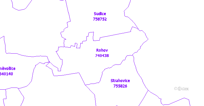 Katastrální mapa Rohov - přehledová mapa katastrálního území