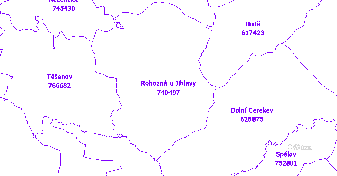 Katastrální mapa Rohozná u Jihlavy - přehledová mapa katastrálního území