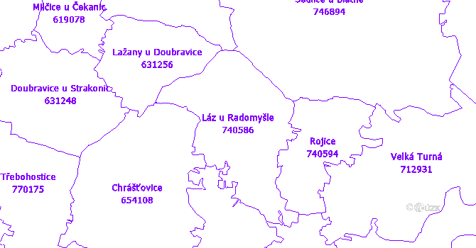 Katastrální mapa Láz u Radomyšle - přehledová mapa katastrálního území