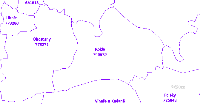 Katastrální mapa Rokle - přehledová mapa katastrálního území