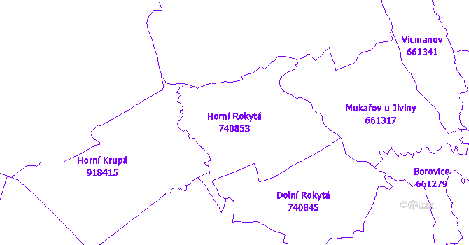 Katastrální mapa Horní Rokytá - přehledová mapa katastrálního území