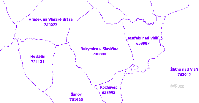 Katastrální mapa Rokytnice u Slavičína - přehledová mapa katastrálního území