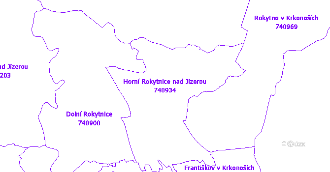 Katastrální mapa Horní Rokytnice nad Jizerou - přehledová mapa katastrálního území
