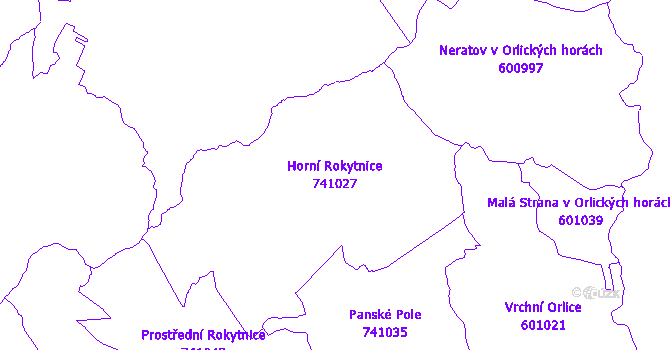 Katastrální mapa Horní Rokytnice - přehledová mapa katastrálního území