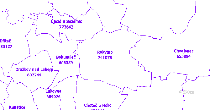 Katastrální mapa Rokytno - přehledová mapa katastrálního území