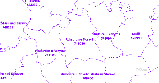 Katastrální mapa Rokytno na Moravě - přehledová mapa katastrálního území