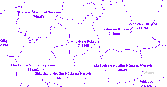 Katastrální mapa Vlachovice u Rokytna - přehledová mapa katastrálního území