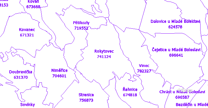 Katastrální mapa Rokytovec - přehledová mapa katastrálního území