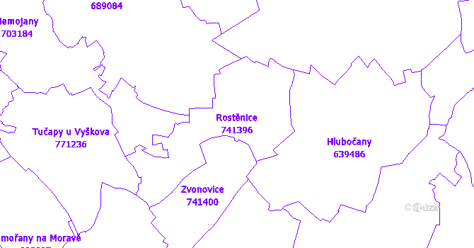 Katastrální mapa Rostěnice