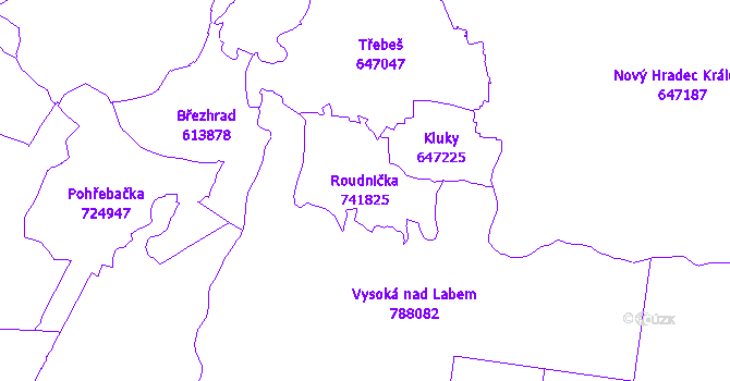 Katastrální mapa Roudnička - přehledová mapa katastrálního území