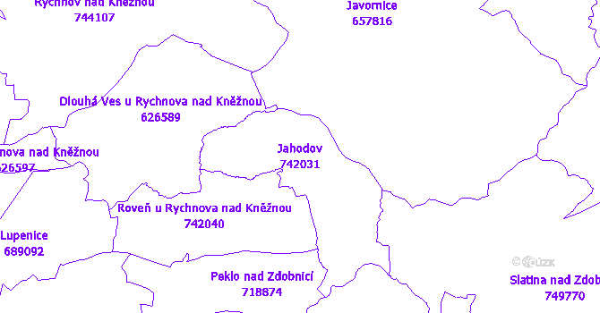 Katastrální mapa Jahodov - přehledová mapa katastrálního území