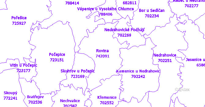 Katastrální mapa Rovina - přehledová mapa katastrálního území