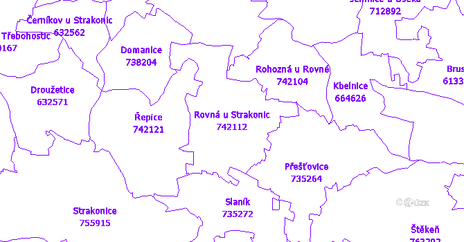 Katastrální mapa Rovná u Strakonic - přehledová mapa katastrálního území
