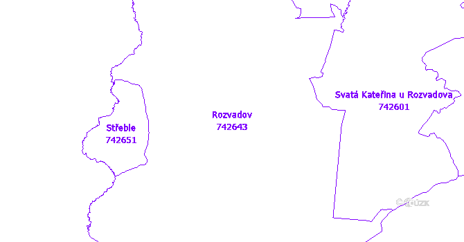Katastrální mapa Rozvadov - přehledová mapa katastrálního území