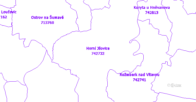 Katastrální mapa Horní Jílovice - přehledová mapa katastrálního území