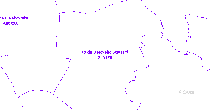 Katastrální mapa Ruda u Nového Strašecí - přehledová mapa katastrálního území