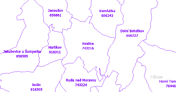 Katastrální mapa Hostice