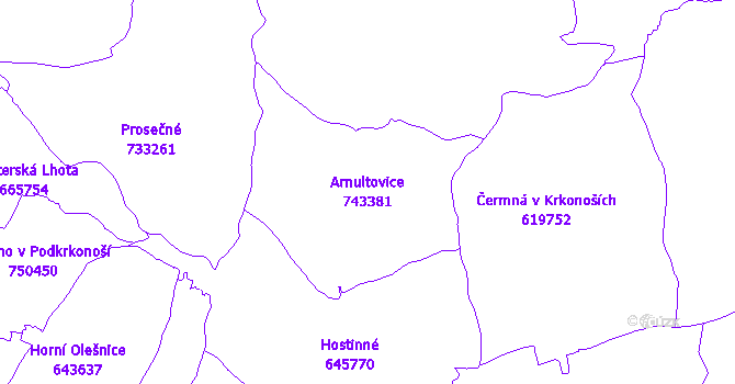 Katastrální mapa Arnultovice - přehledová mapa katastrálního území