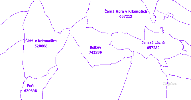 Katastrální mapa Bolkov - přehledová mapa katastrálního území
