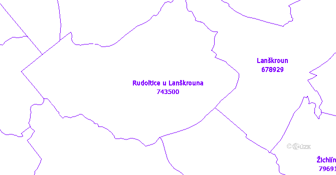 Katastrální mapa Rudoltice u Lanškrouna - přehledová mapa katastrálního území