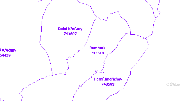 Katastrální mapa Rumburk - přehledová mapa katastrálního území