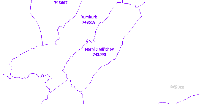 Katastrální mapa Horní Jindřichov - přehledová mapa katastrálního území