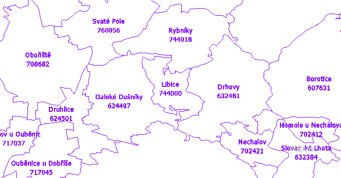 Katastrální mapa Libice - přehledová mapa katastrálního území