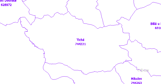 Katastrální mapa Tichá - přehledová mapa katastrálního území