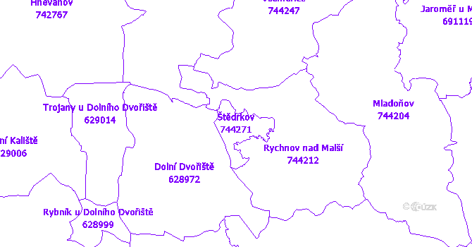 Katastrální mapa Štědrkov - přehledová mapa katastrálního území