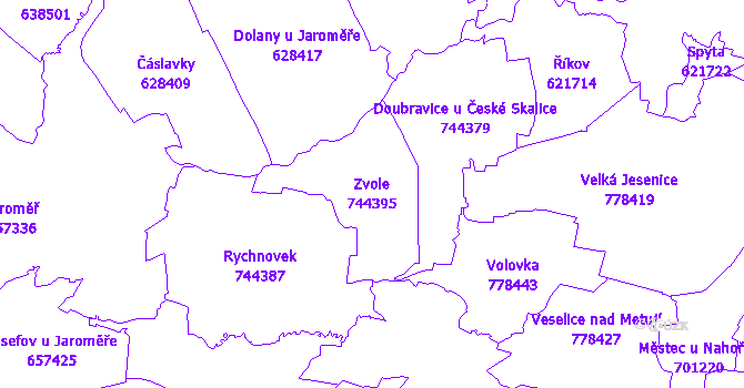 Katastrální mapa Zvole - přehledová mapa katastrálního území