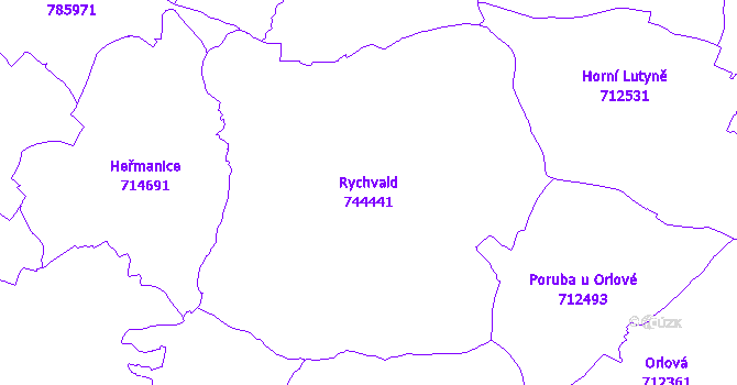 Katastrální mapa Rychvald - přehledová mapa katastrálního území