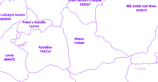 Katastrální mapa Jítrava - přehledová mapa katastrálního území