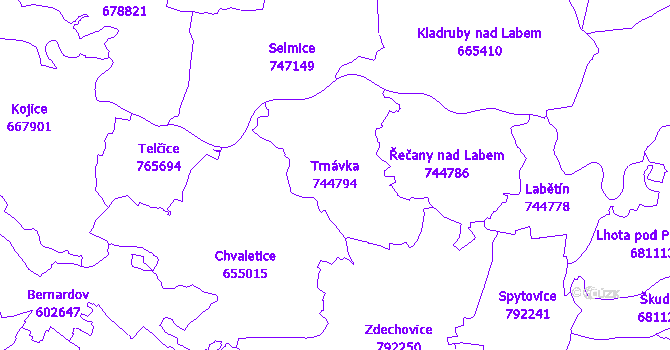 Katastrální mapa Trnávka - přehledová mapa katastrálního území