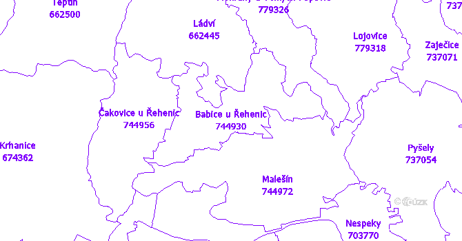 Katastrální mapa Babice u Řehenic