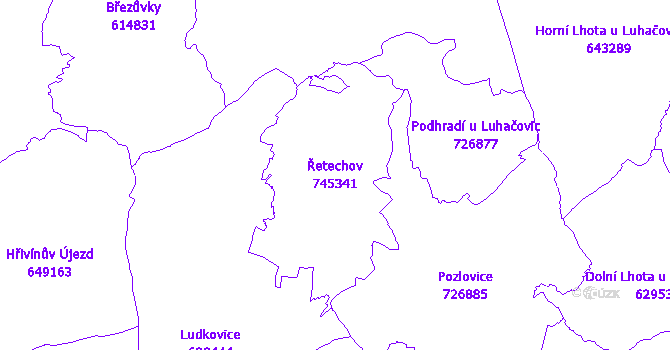 Katastrální mapa Řetechov