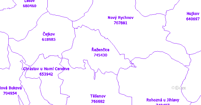 Katastrální mapa Řeženčice