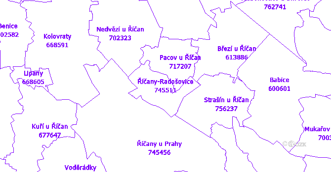 Katastrální mapa Říčany-Radošovice