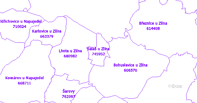 Katastrální mapa Salaš u Zlína - přehledová mapa katastrálního území